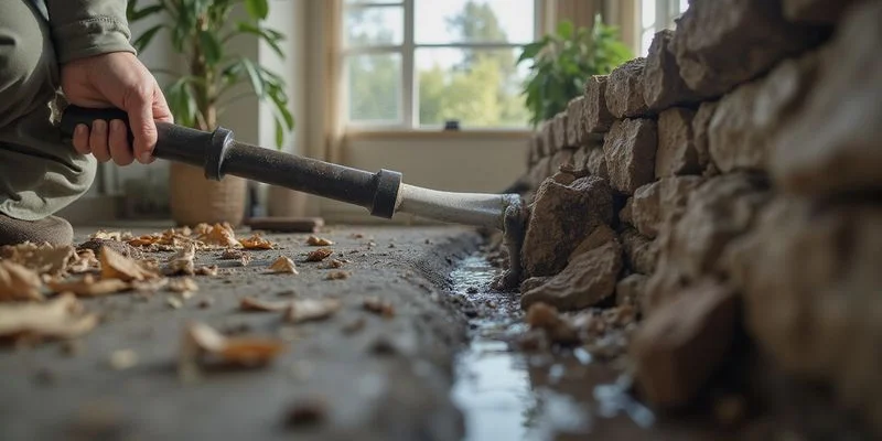 Comparison showing clean pipe after hydro jetting versus partially cleared pipe after drain snaking