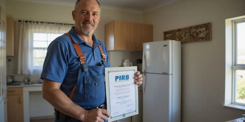 PIRB registered plumber presenting a Certificate of Compliance after completing a geyser installation