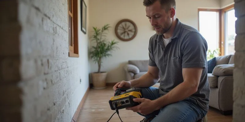 Professional leak detection specialist with acoustic equipment inspecting a residential property in North Johannesburg