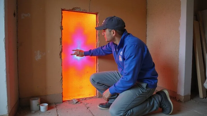 Thermal imaging scan showing hidden water leak behind wall in North Johannesburg property